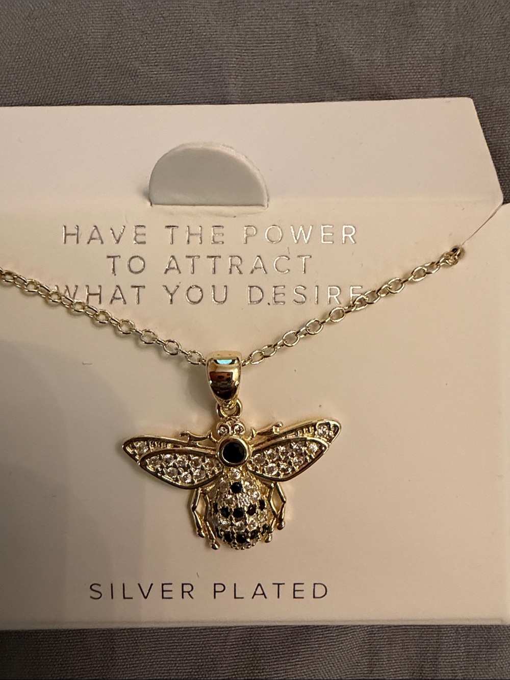 Silver-Plated Bee Pendant Necklace in Gold Tone